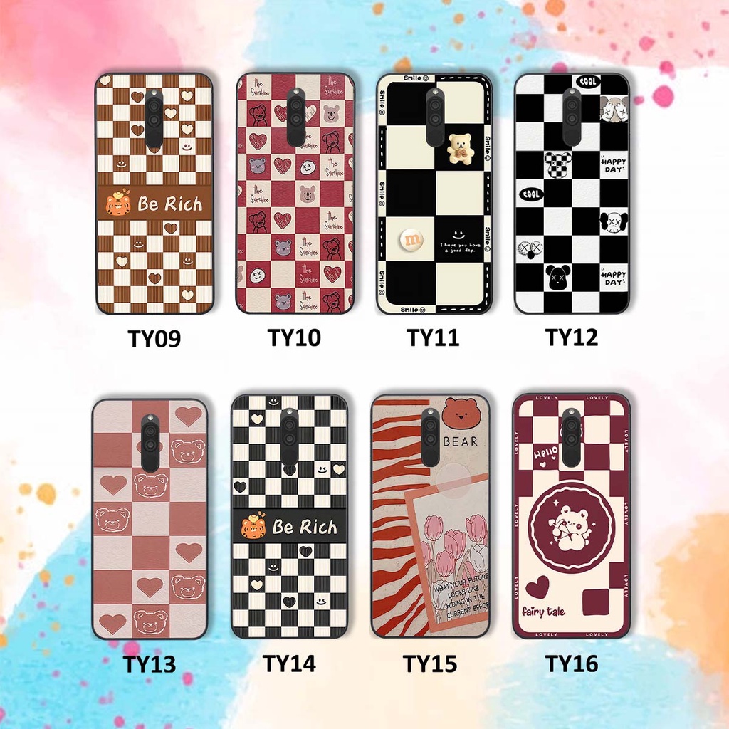 Ốp Xiaomi Redmi 8 gấu Bear rick caro vuông thời trang siêu đẹp