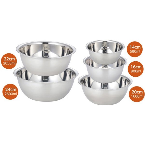 Set 5 tô inox cao cấp Hàng Nhật Chính Hãng