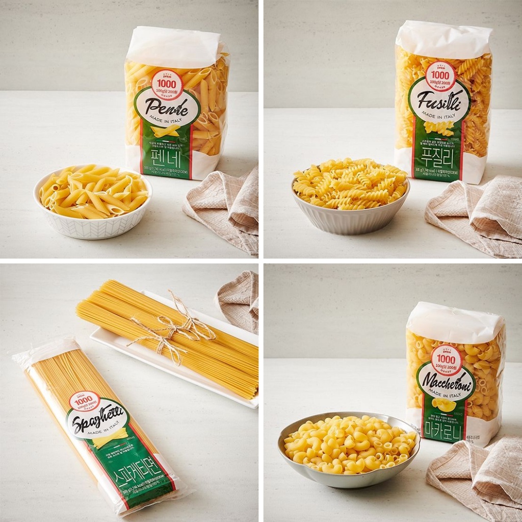 Nui Maccheroni/Nui Ống Penne/Nui Xoắn Fusilli/Mì ý Linguine Only Price 500G - Sản Phẩm Độc Quyền Chính Hãng Hàn Quốc