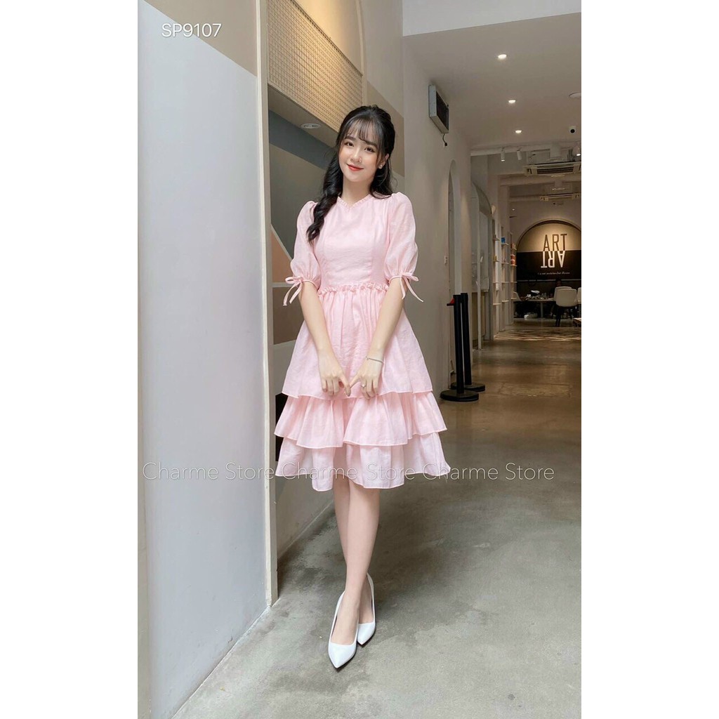 ĐẦM NỮ VOAN LỤA XẾP LY 3 TẦNG SIÊU XINH THỜI TRANG THIẾT KẾ VESTA VL90