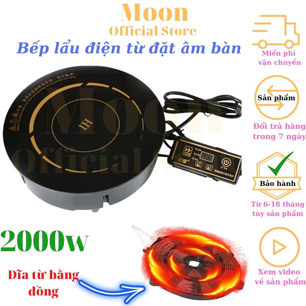Bếp điện từ, quang, hồng ngoại dùng cho nhà hàng, quán lẩu dạng đặt âm công suất 2000 đến 3000w, điều khiển rời Alate