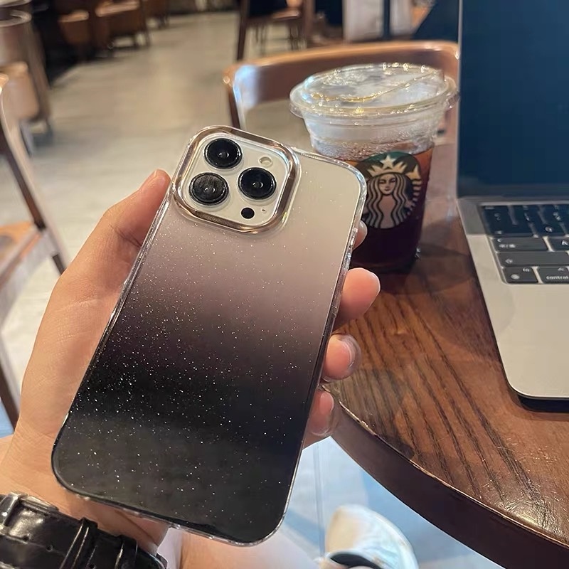 Ốp Điện Thoại TPU Trong Suốt Màu Gradient Lấp Lánh Chống Rơi Cho Iphone14 Pro 13 12 11 Pro Max