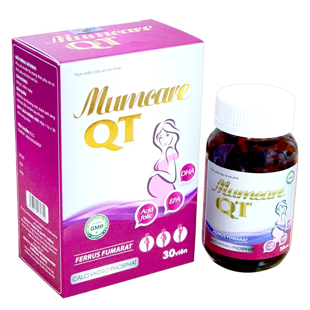 MUMCARE QT - SẢN PHẨM CHĂM SÓC MẸ BẦU TOÀN DIỆN - GIẢM NGÉN,BỔ SUNG DHA, EPA CHO NÃO, SẮT, FOLIC, CANXI CHO MÁU VÀ XƯƠNG