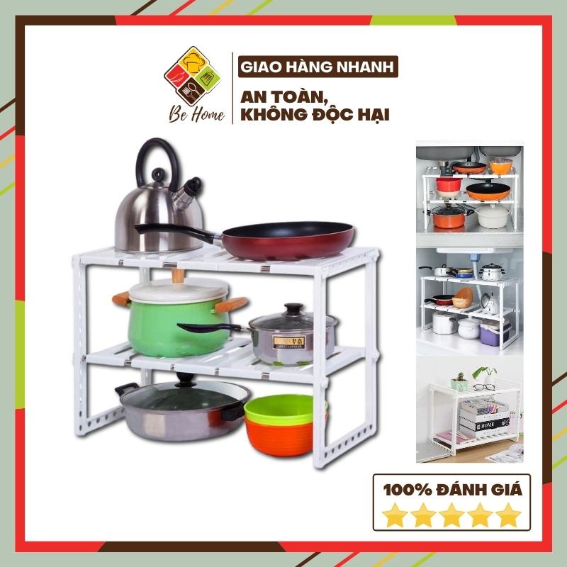 Kệ gầm bếp 2 tầng BEHOMEMALL Kệ để đồ nhà bếp đa năng tiện dụng tiết kiệm không gian