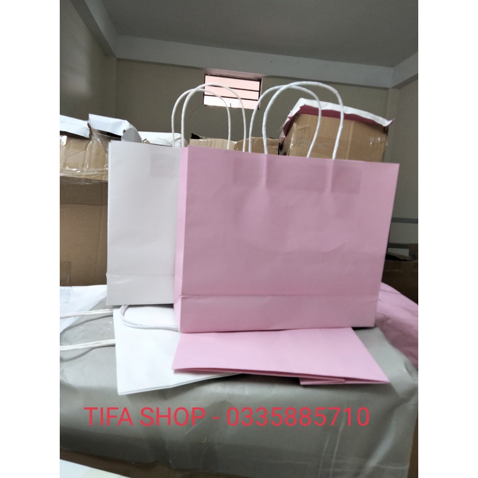 Túi giấy Kraft Nhật quai xoắn cao cấp siêu to kt 30x25x10cm có sẵn