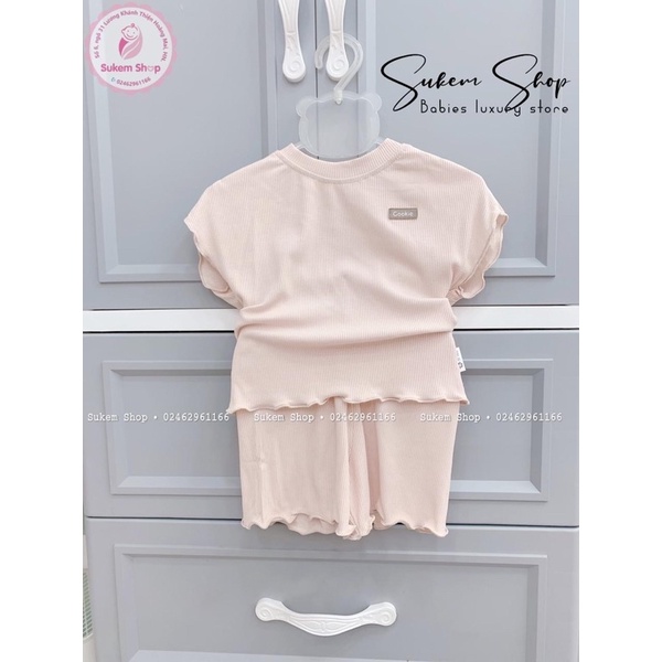 Bộ cộc tay cánh dơi cuốn bèo bé gái cookie thời trang bé gái mùa hè 2022