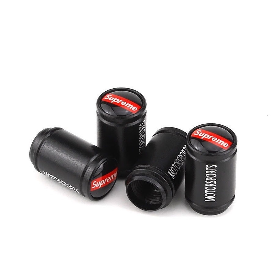 Set 4 Nắp Van Bánh Xe Hơi/Xe Máy In Chữ Supreme Bằng Hợp Kim Nhôm