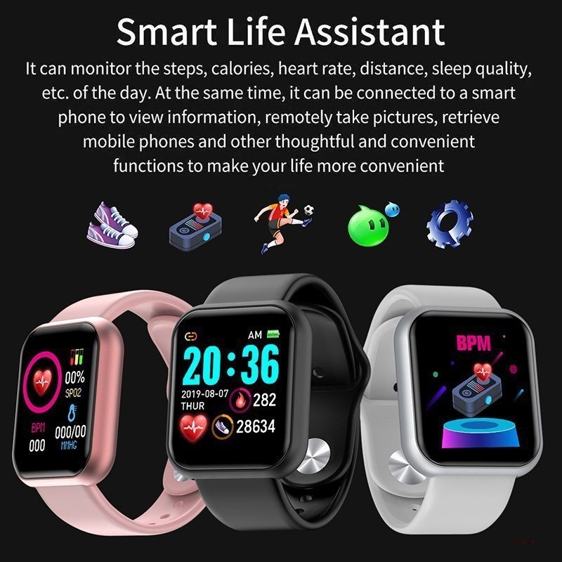 Đồng Hồ Thông Minh Y68 D20 Kết Nối Bluetooth PK T900 X8 MAX W27 W37 T600 M6 X7 P8 Và Phụ Kiện