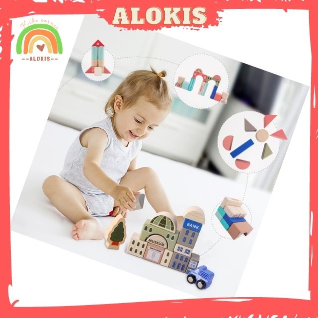 Đồ Chơi Lắp Ráp Mô Hình Thành Phố Giao Thông Thu Nhỏ Bằng Gỗ. Giáo Dục Phát Triển Trí Thông Minh Sáng Tạo Cho Bé- ALOKIS
