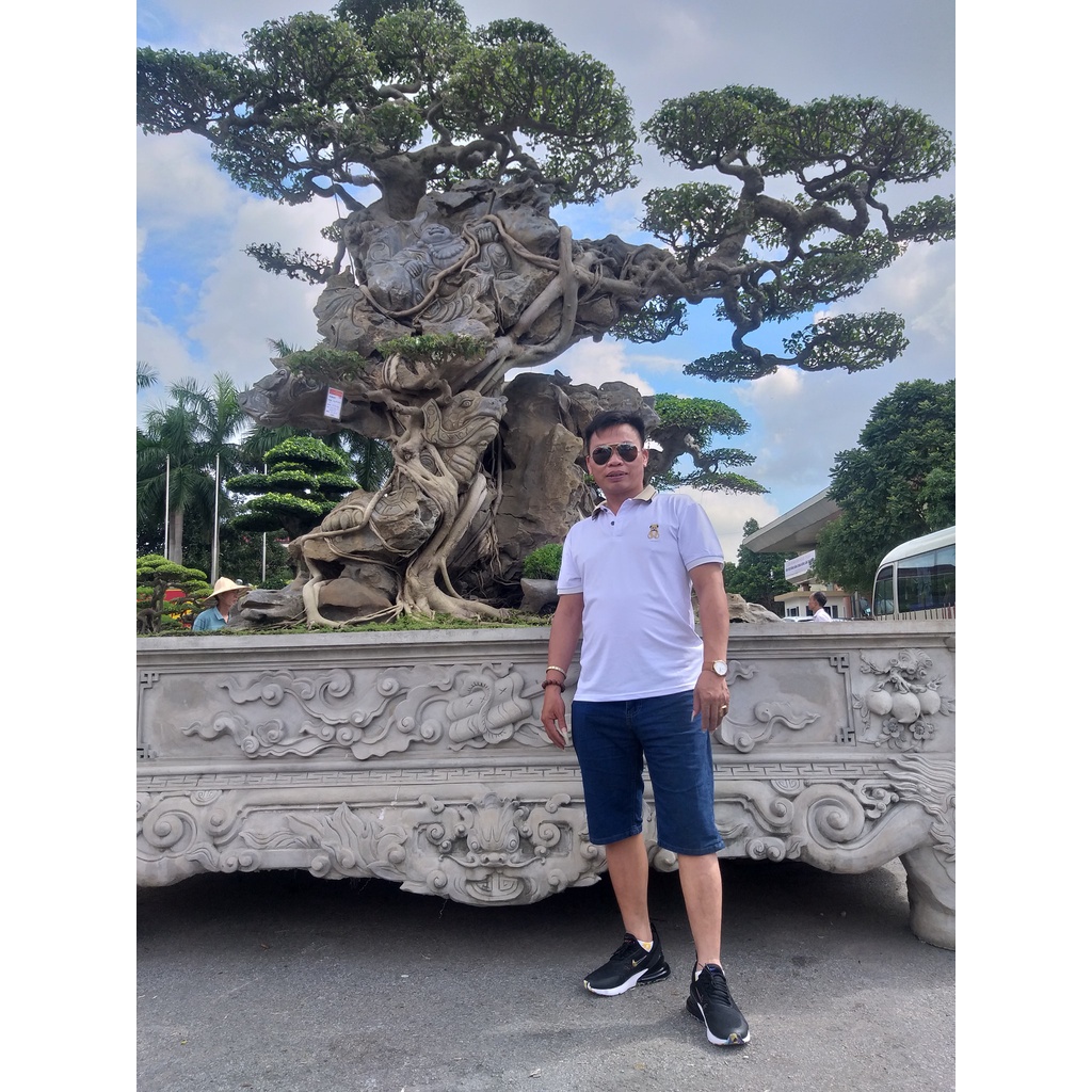 Áo thun nam có cổ áo polo nam cổ bẻ vải poly cá sấu cao cấp tay ngắn thêu gấu trẻ trung năng động - just men shop