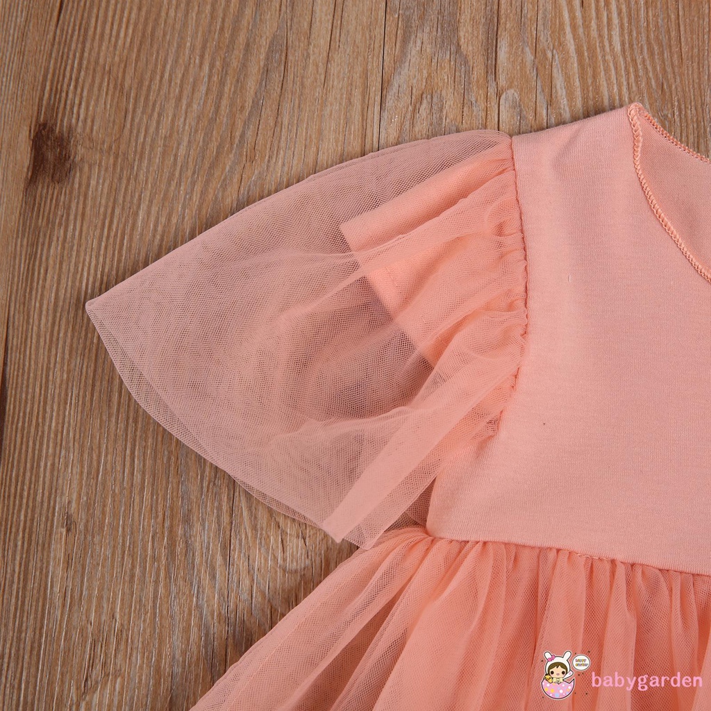 Áo Liền Quần Cổ Tròn Tay Ngắn Cho Bé Gái Thời Trang