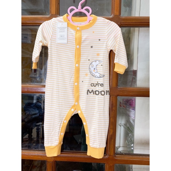 Bộ Body sơ sinh dài tay cúc cài giữa điều hòa vải pettit mỏng mềm mát Moon@ bé trai bé gái sale