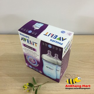 Bình sữa Avent Natural 260ml Xanh - Hồng (Núm số 2, 1 tháng +)