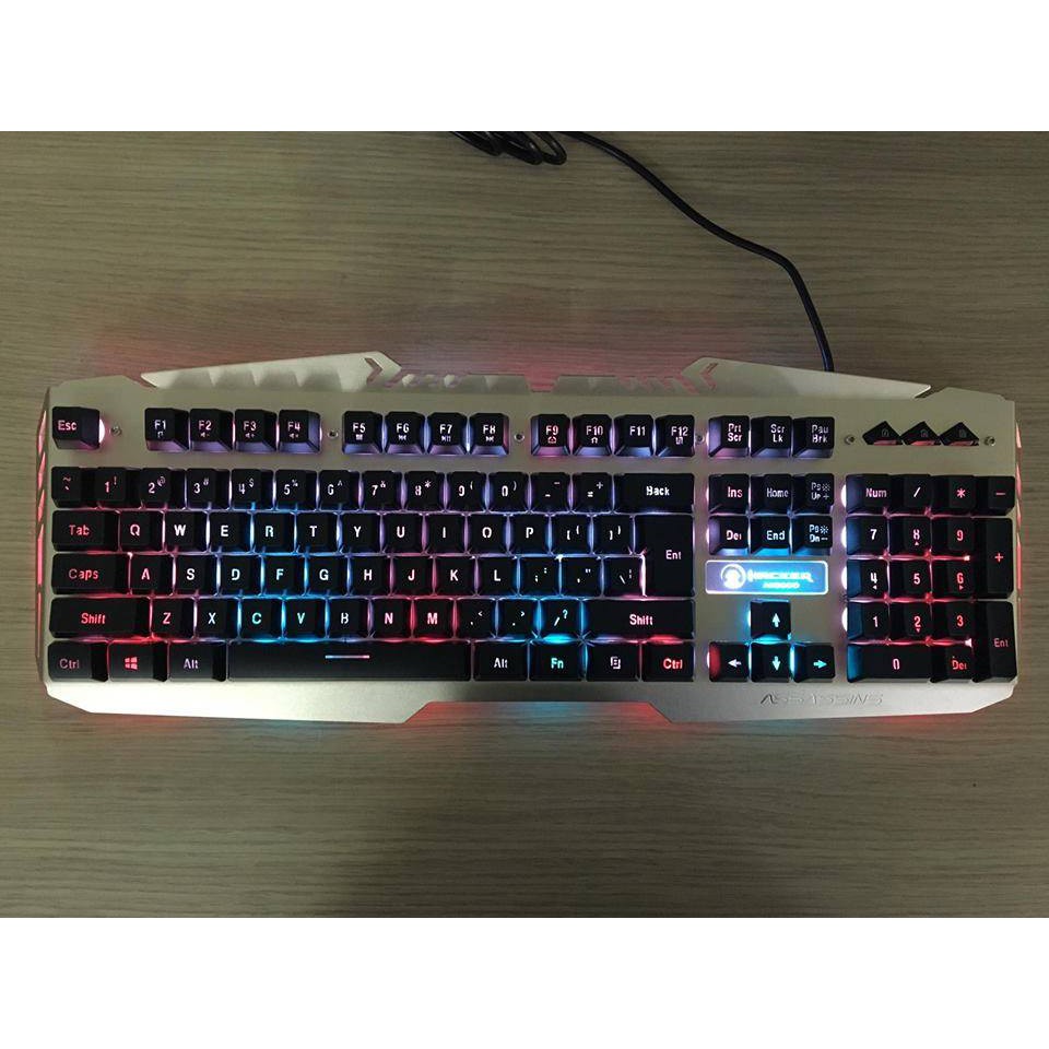 (GIÁ HỦY DIỆT) Bàn phím máy tính gaming Assassins Hacker AK8000 - Hàng chính hãng  KB GIẢ CƠ VIỀN NHÔM -LED