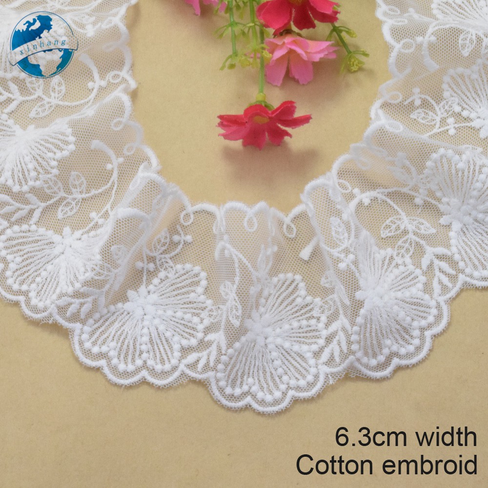 7cm rộng cotton thêu ren cạnh ren vải guipure diy trims mini váy ren ruy băng may mặc Phụ kiện 2973