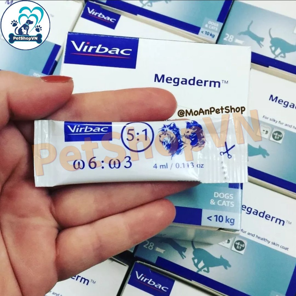 Tuýp Gel Dinh Dưỡng Mượt Lông Cho Chó Mèo VIRBAC MEGADERM 4ml - Chính Hãng - Nhập Khẩu Pháp