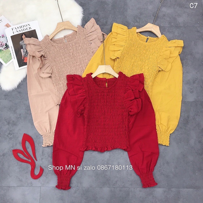 🌹Áo tay dài nhún thun kiểu