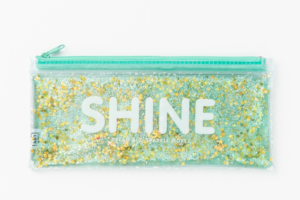 Túi Đựng Bút ARTBOX Hàn Quốc Chất Lỏng Kim Tuyến Lấp Lánh Màu Bạc Hà