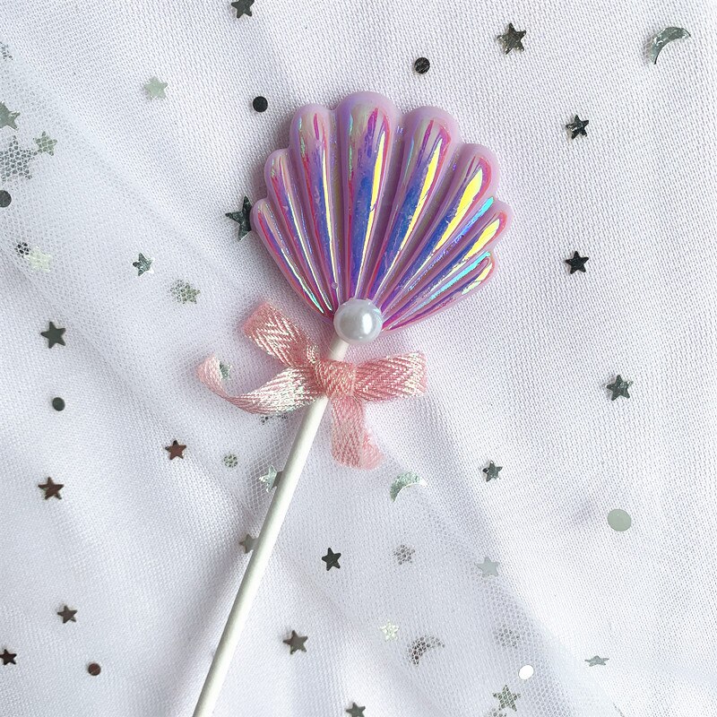 Que cắm trang trí bánh kem cupcake chủ đề dưới đáy biển nàng tiên cá nhỏ vỏ sò nhiều màu sắc cho tiệc tùng sinh nhật