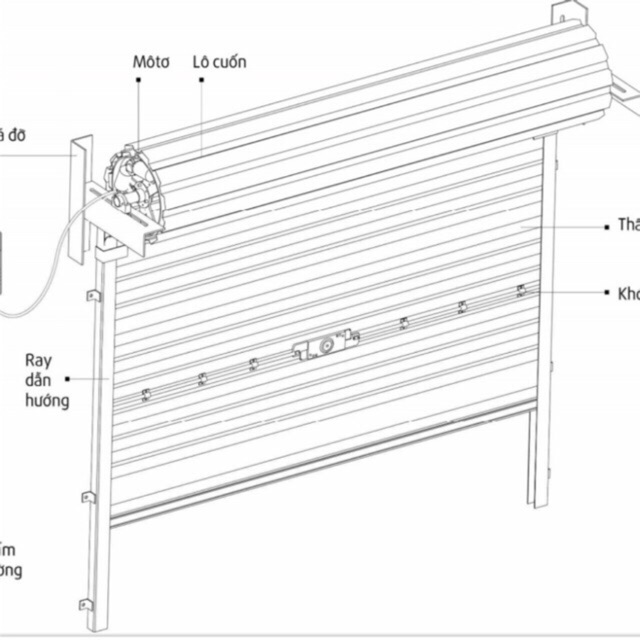 Ổ khoá cửa cuốn không xài moteur chìa 4 cạnh