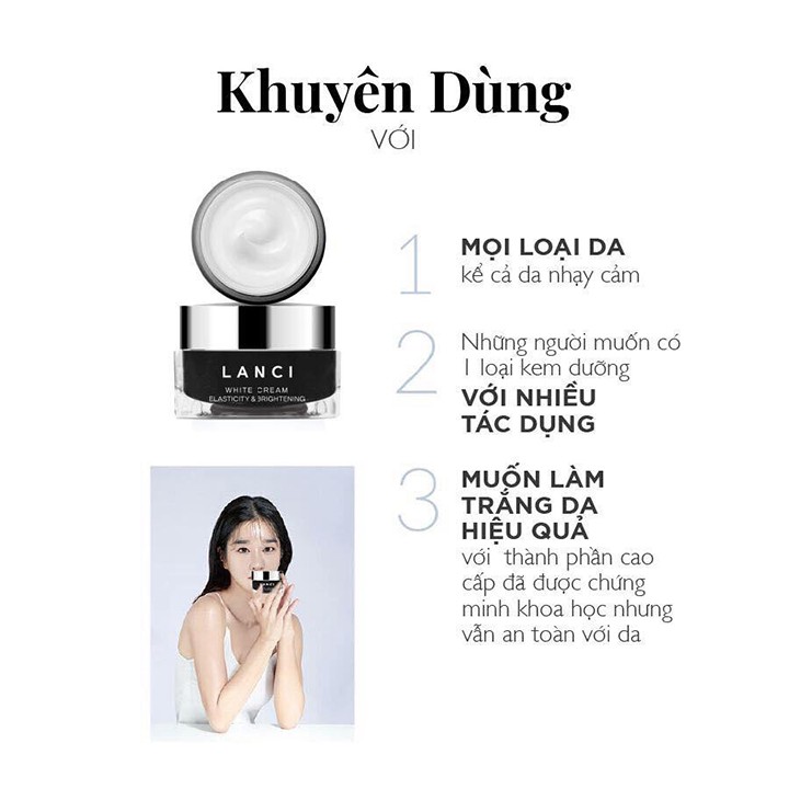 Kem Dưỡng Trắng Da Mặt Lanci Whitening Cream Hàn Quốc 50ml Tăng Cường Độ Ẩm, Giúp Da Căng Mịn, Trắng Hồng - Rice Beauty