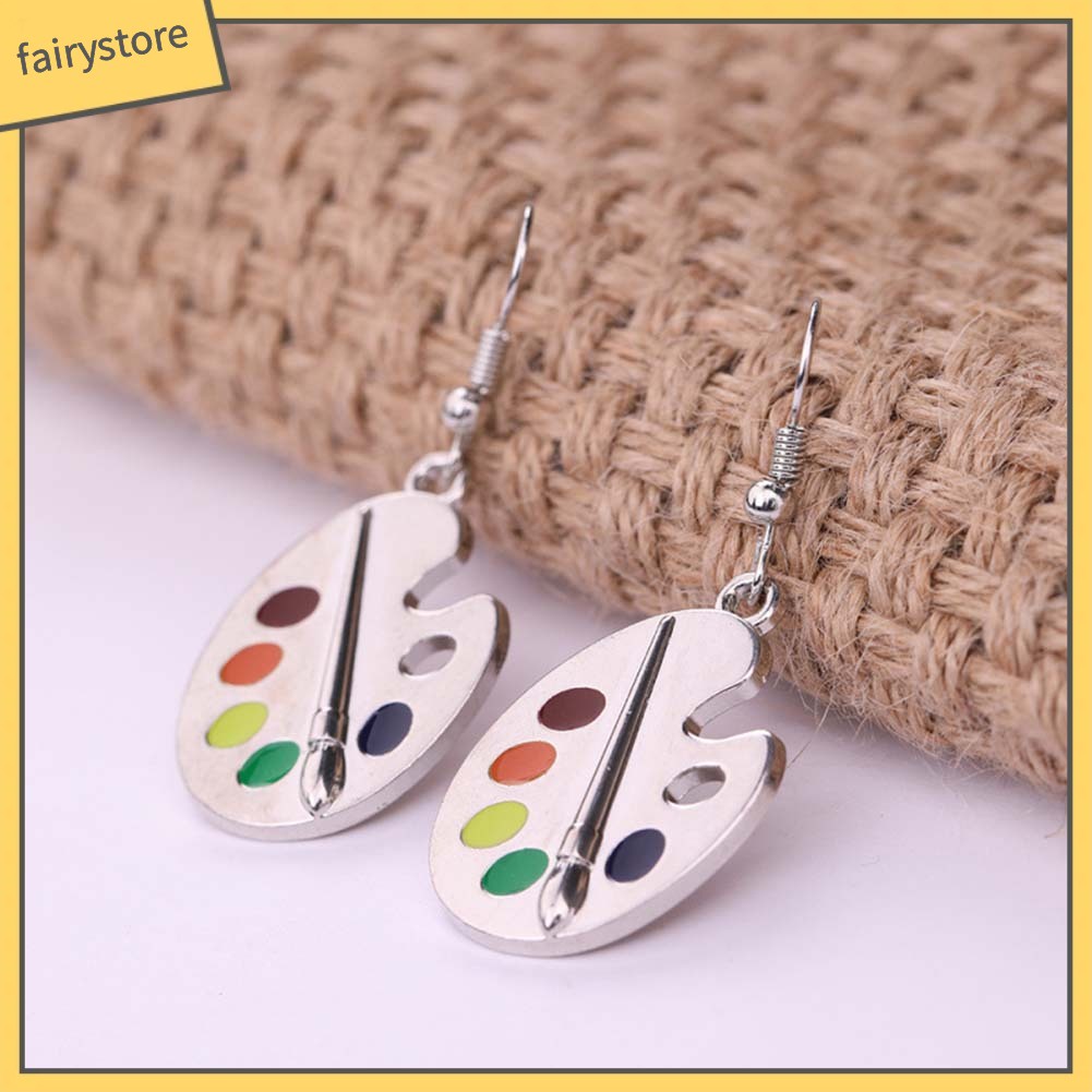 Hoa Tai Dáng Dài Mặt Hình Cọ Sơn Độc Đáo Cho Nữ