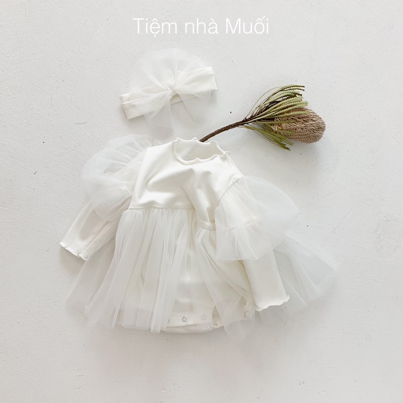 Váy Body Suit trắng công chúa  mặc đầy tháng, thôi nôi siêu xinh