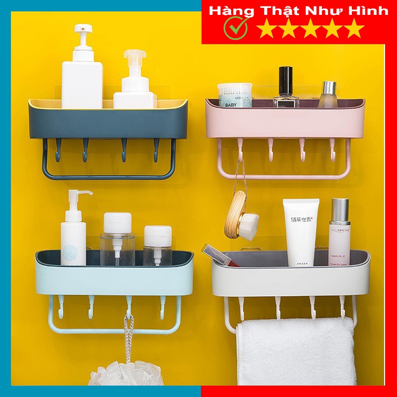 Kệ Để Đồ Nhà Bếp, Phòng Tắm Có Móc Treo Cao Cấp, Chất Liệu Nhựa Tốt, Chịu Lực Cao - MTDDT