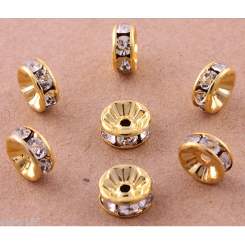 Bộ 100 hạt đá mạ vàng kích thước 8Mm dùng trang trí độc đáo