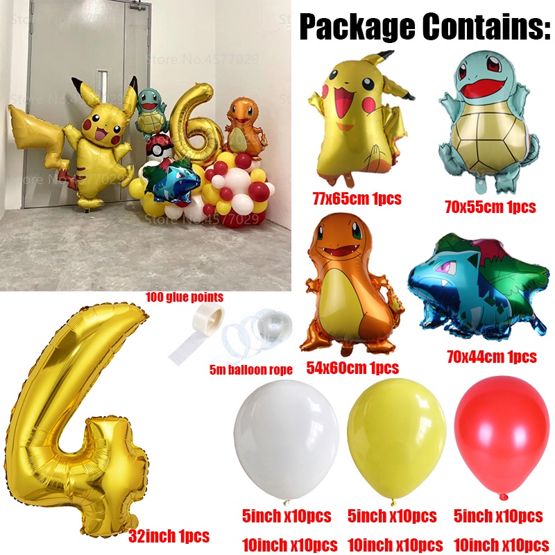 TAKARA TOMY Set 67 Bong Bóng Nhôm Hình Pokemon Trang Trí Tiệc Sinh Nhật Cho Bé