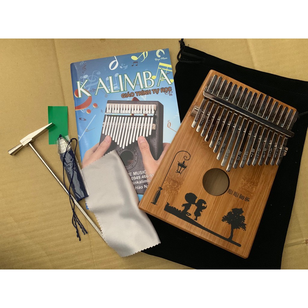Đàn Kalimba Gỗ Mahogany 17 Phím - Đầy Đủ Phụ Kiện