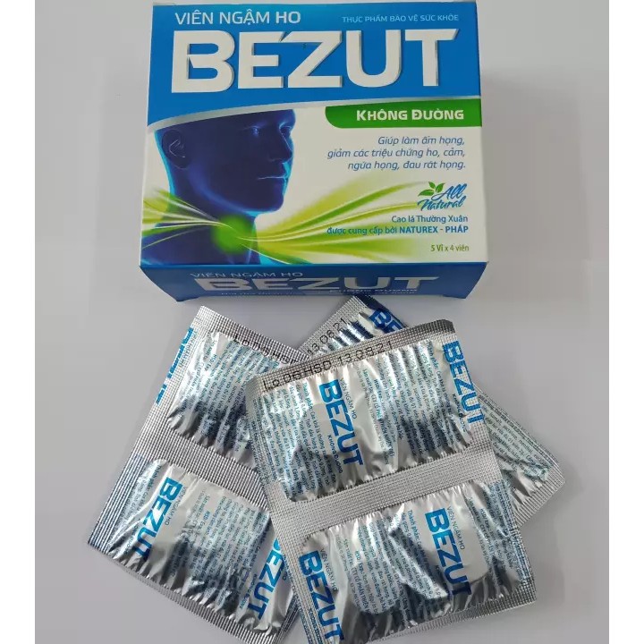 Viên ngậm Hobezut không đường hộp 5 vỉ x 4 viên