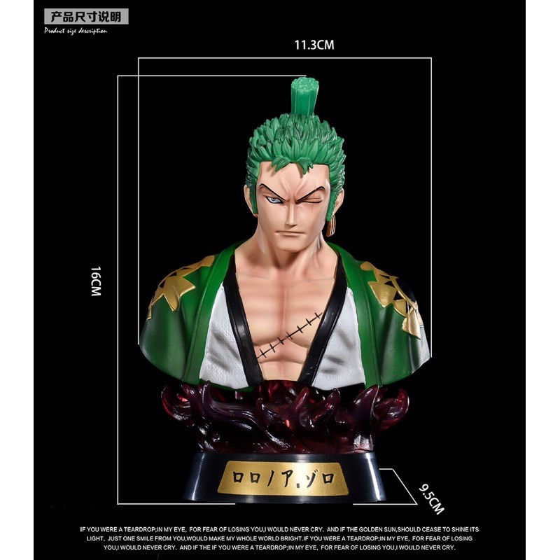 Mô hình tượng bán thân Zoro Wano CÓ đèn điều khiển 16cm