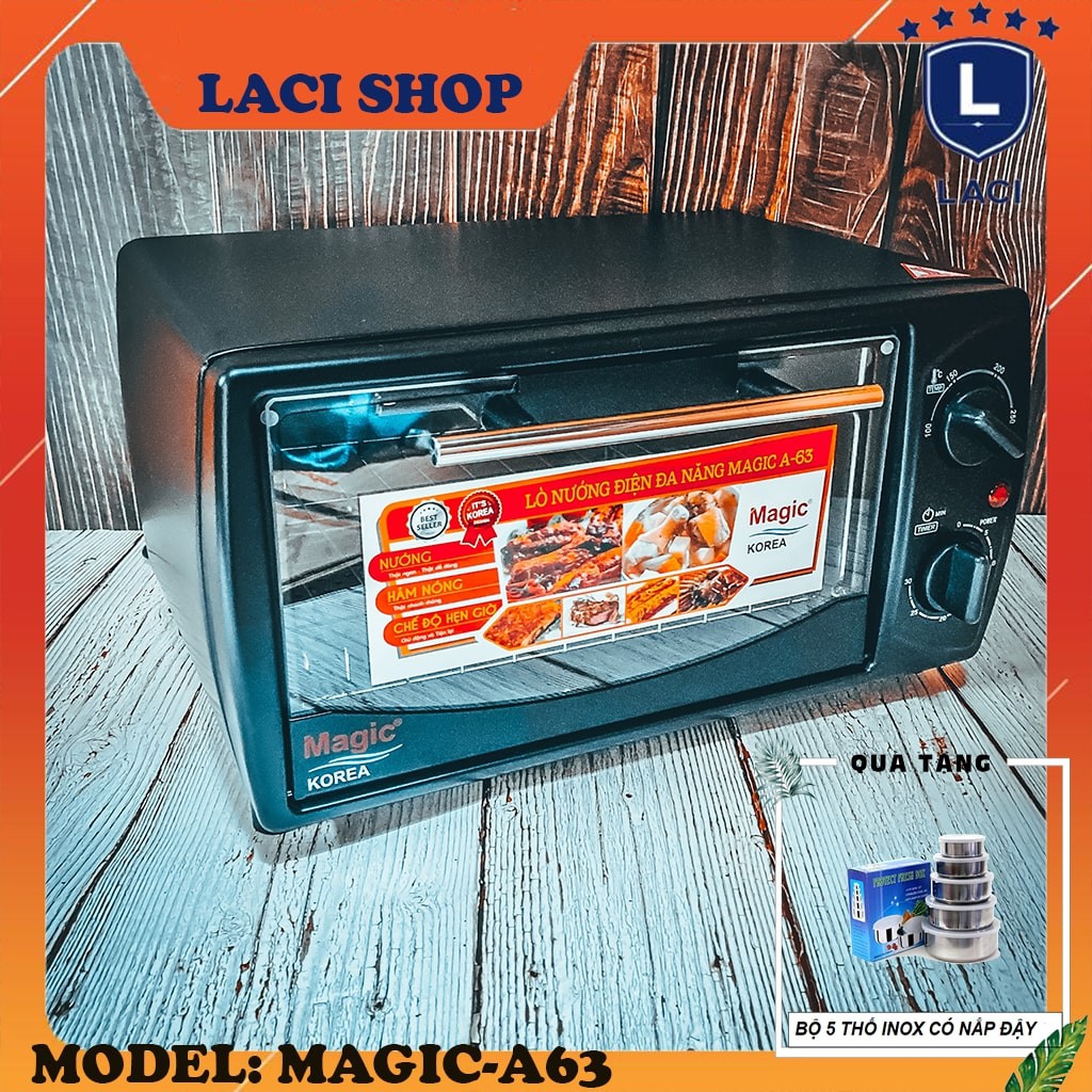 Lò nướng điện tích hợp magic korea A63 | dung tích 12L | công suất 1000W | Tặng Bộ 5 Thố Inox