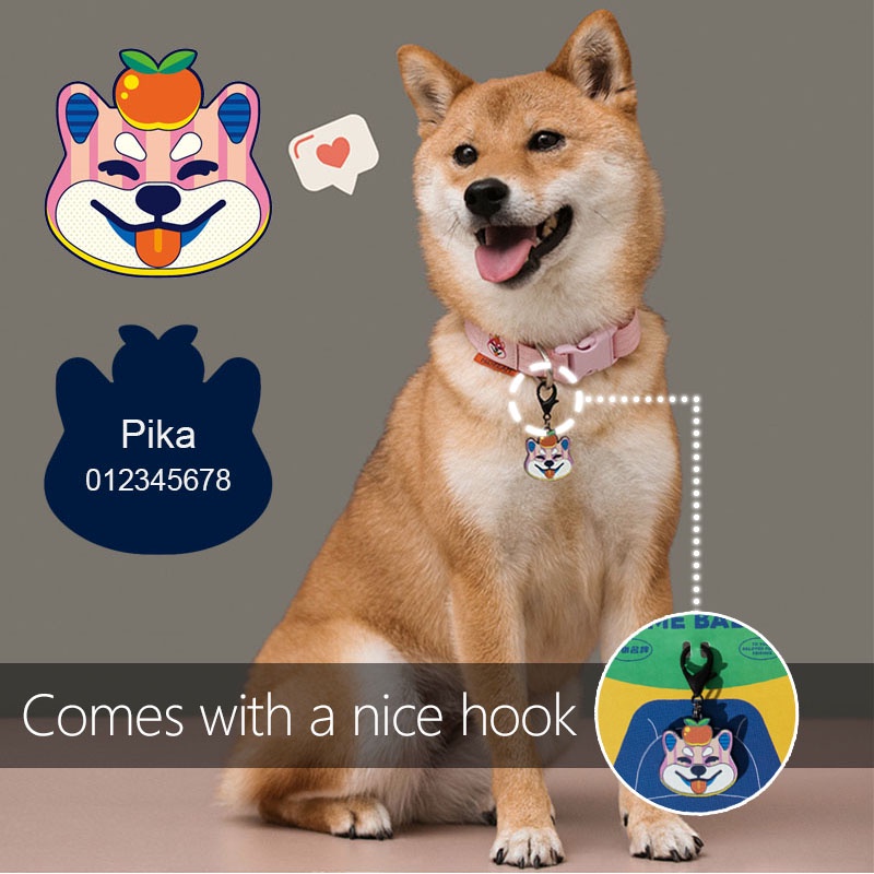 HamshMoc Nhãn ghi thông tin cún cưng nội dung tùy chỉnh với 15 kiểu họa tiết các giống chó dùng đeo vòng cổ thú cưng