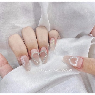 Nail box đính đá hình trái tim ,thiết kế cô dâu