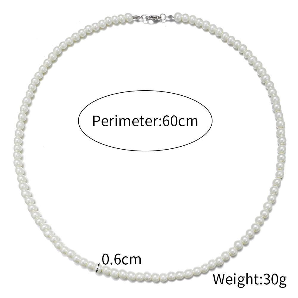 Dây Chuyền Ngọc Trai 6/8/10mm Phong Cách Âu Mỹ Thời Trang Cho Nam