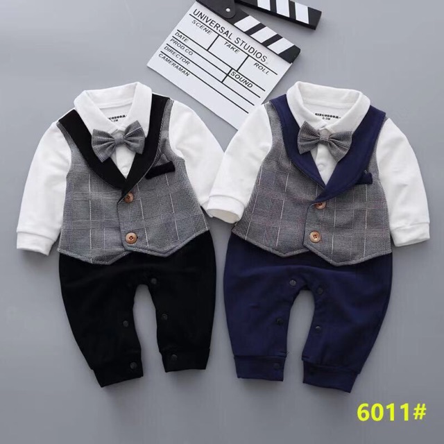 Body công tử giả vest kèm nơ cho bé trai