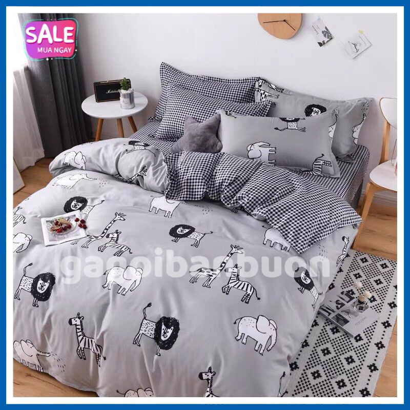 Bộ Chăn Ga Cotton poly MẪU SƯ TỬ XÁMchăn, ga, cotton, ga nệm, chăn ga, cotton poly, chăn nệm, chăn ga gối, bedding️