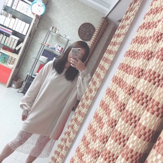ORDER Set áo nỉ váy ren đuôi cá dáng dài