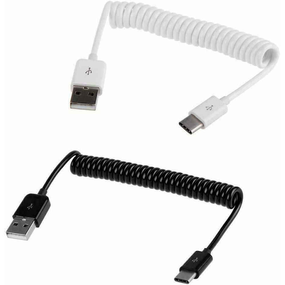 Cáp Sạc Micro USB Type C Màu Trắng Đen Có Thể Thu Gọn Cho Android