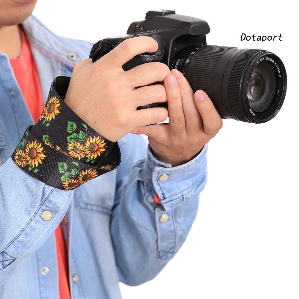 Dây Đeo Vai Gắn Máy Ảnh Pentax Slr / Dslr Họa Tiết Hoa Hướng Dương Phong Cách Retro