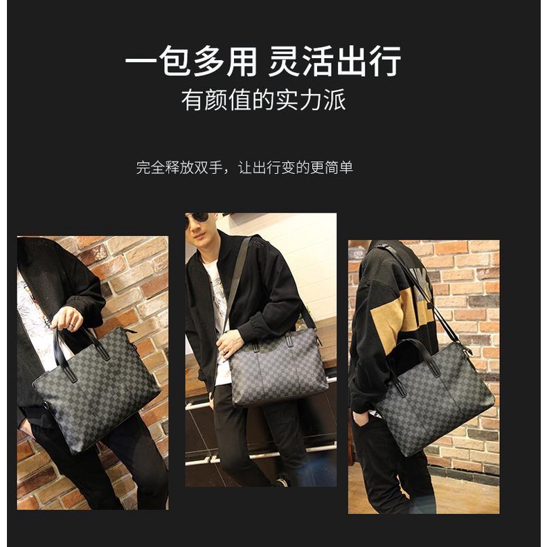 Túi đeo vai đựng máy tính NSGSB33 Mdzf họa tiết sọc caro phong cách Hàn Quốc thời trang công sở cho nam 2021 | BigBuy360 - bigbuy360.vn