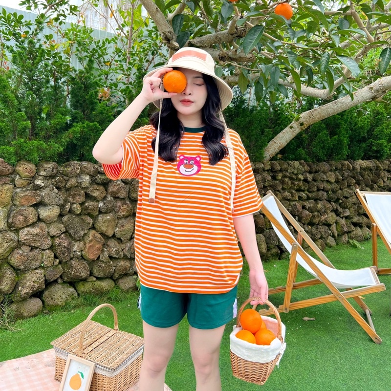Set Đùi Gấu Dâu Sọc Cam