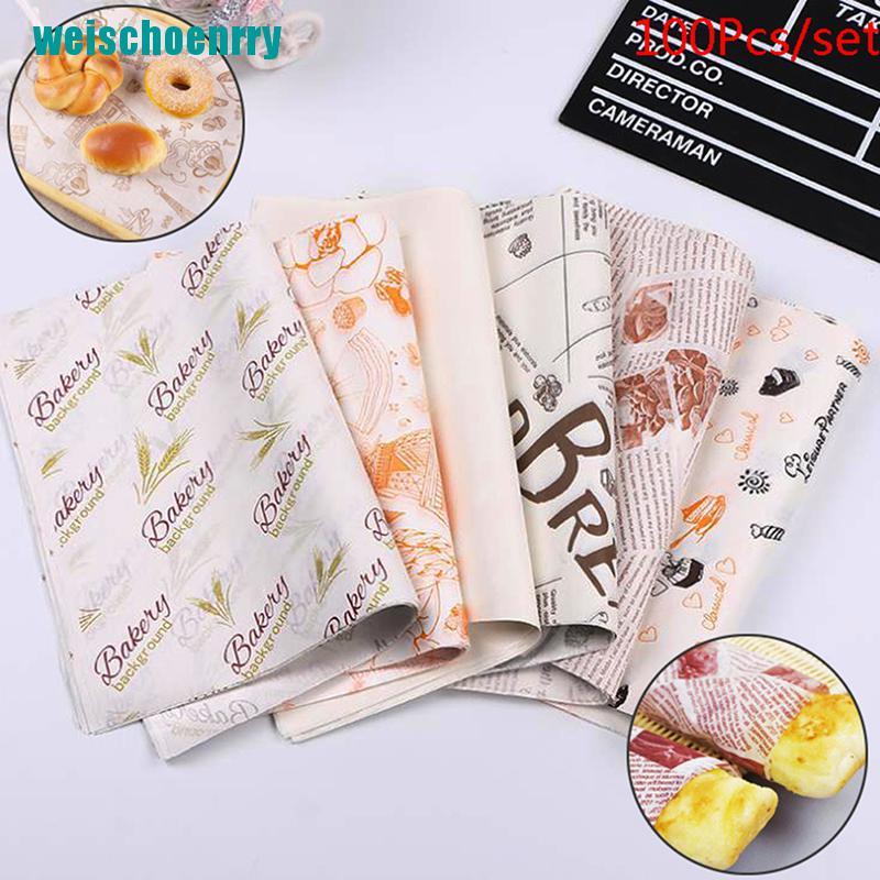 Rér●Set 100 Giấy Gói Bánh Mì / Hamburger Tiện Lợi Dễ Sử Dụng