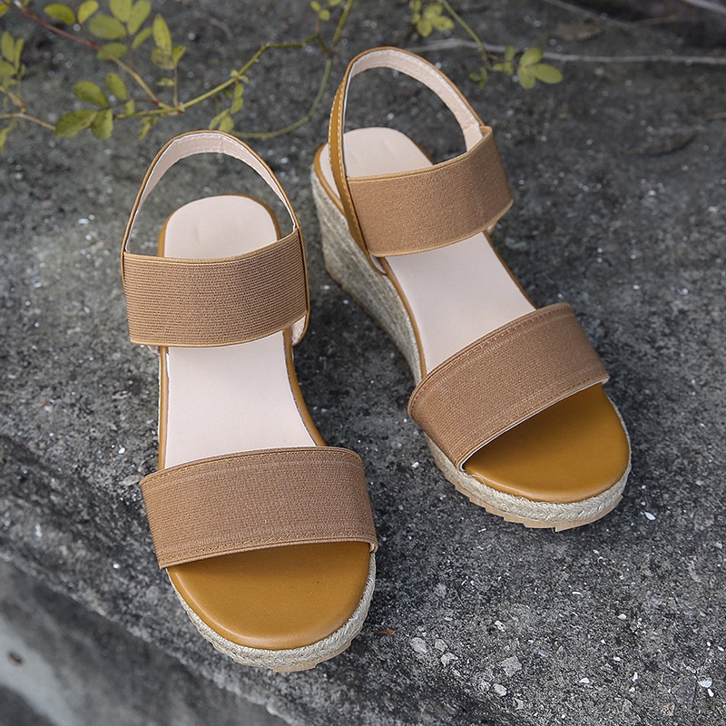 Giày Sandal Đế Xuồng Đan Cói 2023 Thời Trang Mùa Hè Mới Cho Nữ