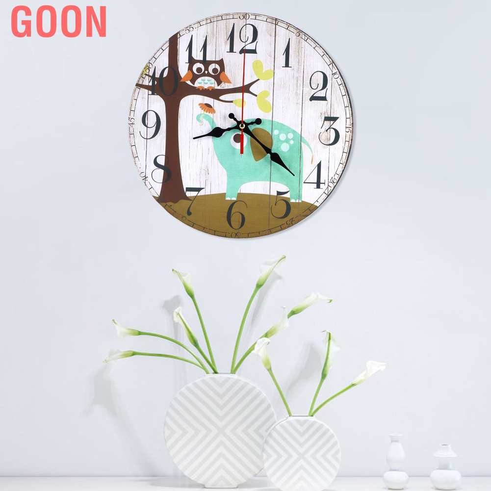 GOON Đồng Hồ Treo Tường Hình Tròn 30cm Phong Cách Retro Không Gây Ồn Cho Phòng Khách Và Phòng Ngủ