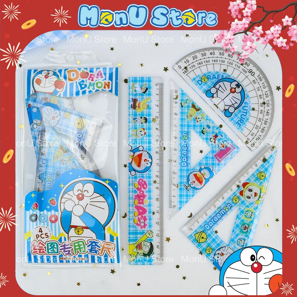 Bộ thước kẻ 4 món hình DORAEMON DOREMON dễ thương cute MON0012