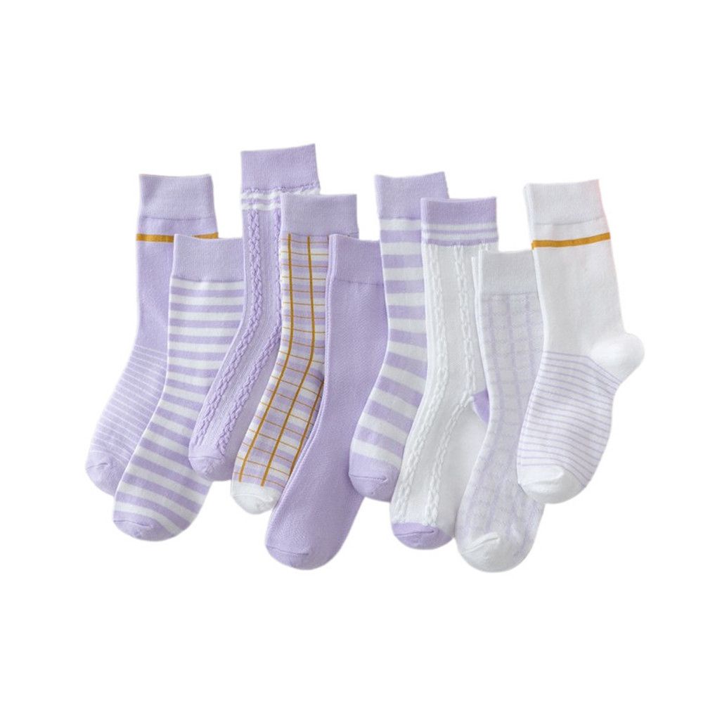 Đôi vớ cotton in họa tiết kẻ sọc caro đáng yêu sành điệu bắt mắt