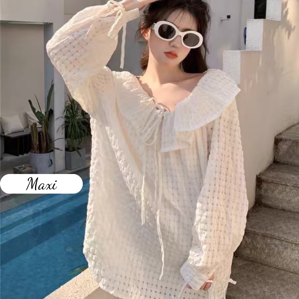 Áo trễ vai kẻ sọc dáng rộng hot hit